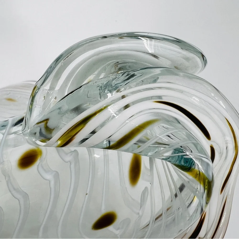 Signed LaChaussee Art HandBlown Glass Clam Shell Sculpture Artist Signed 10" W - Picture 9 of 16